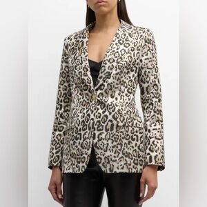 Elie Tahari The Marcie Single-Button Jacquard Blazer Animal Print Size 6